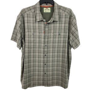 Lake & Trail Mens XXL Plaid Short Sleeve Shirt Gray/Green Polyester Blend